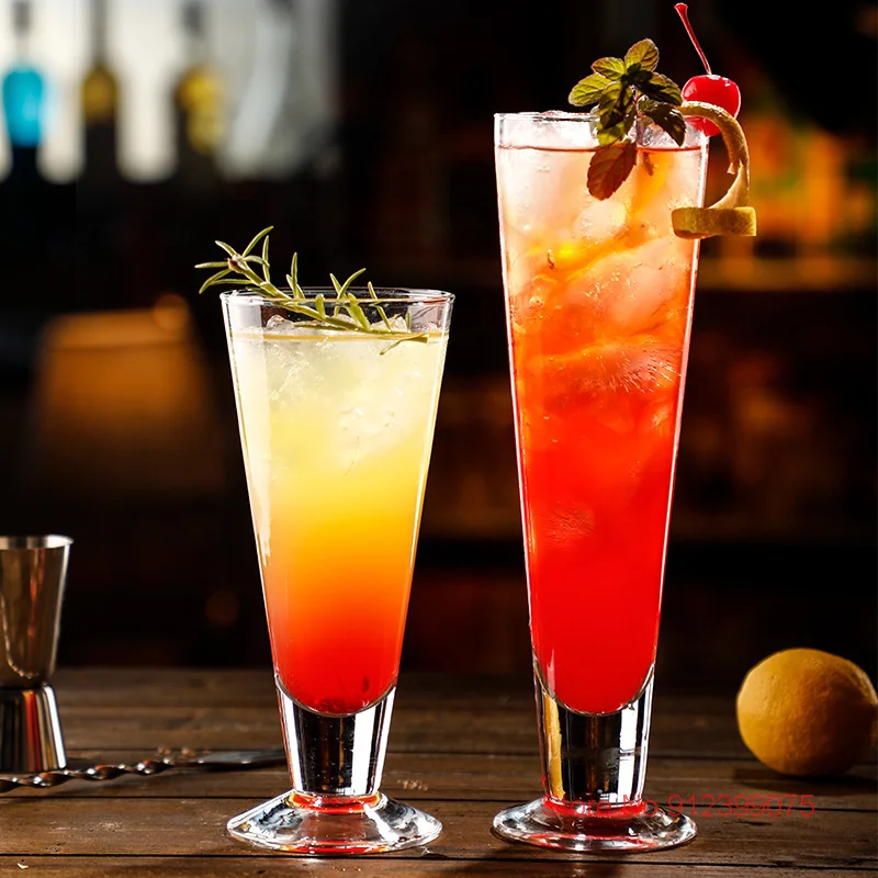 Недорогой прозрачный барочный прямой длинный бокал для напитков бессвинцовый