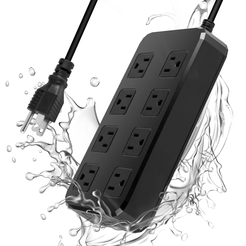 

IPX6 Outdoor Power Strip Weatherproof, Waterproof Surge Protector with 8 AC outlets(black)