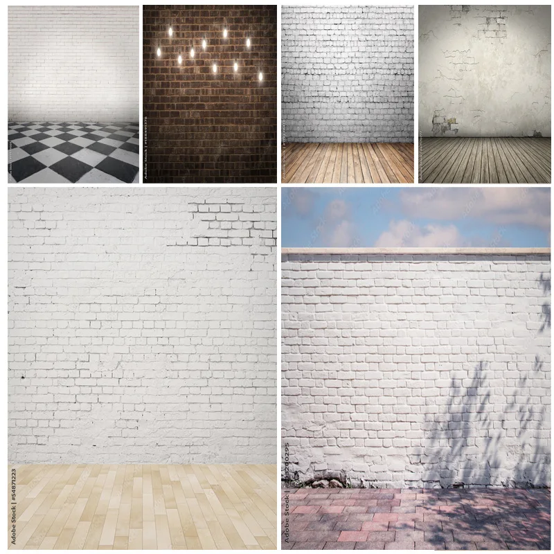 

Vintage Brick Wall Wood Floor Photography Backdrops Portrait Photo Background Studio Prop 211218 ZXX-14