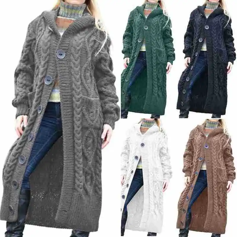 

New Fried Dough Twists cardigan solid color thick needle loose knit sweater women