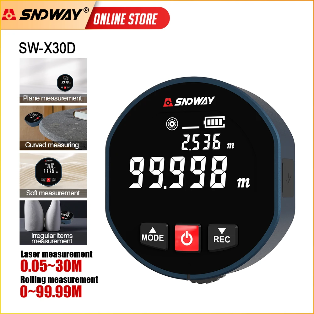 

Электрическая линейка SNDWAY, измеритель расстояния, роликовый дальномер, изогнутый неправильный объект, лазерная рулетка, измерительные инс...