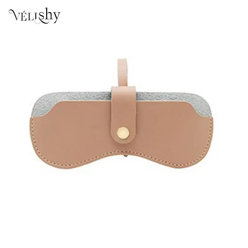

2022 New Portable Faux PU Leather Snap Glasses Case Solid Eyewear Container Cover High Quality Ultra-thin Sunglasses Storage Box