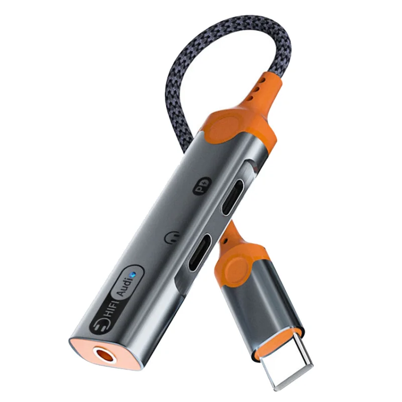 Адаптер для наушников 3 в 1 PD60W разветвитель быстрой зарядки Тип C на 5 мм DAC аудио