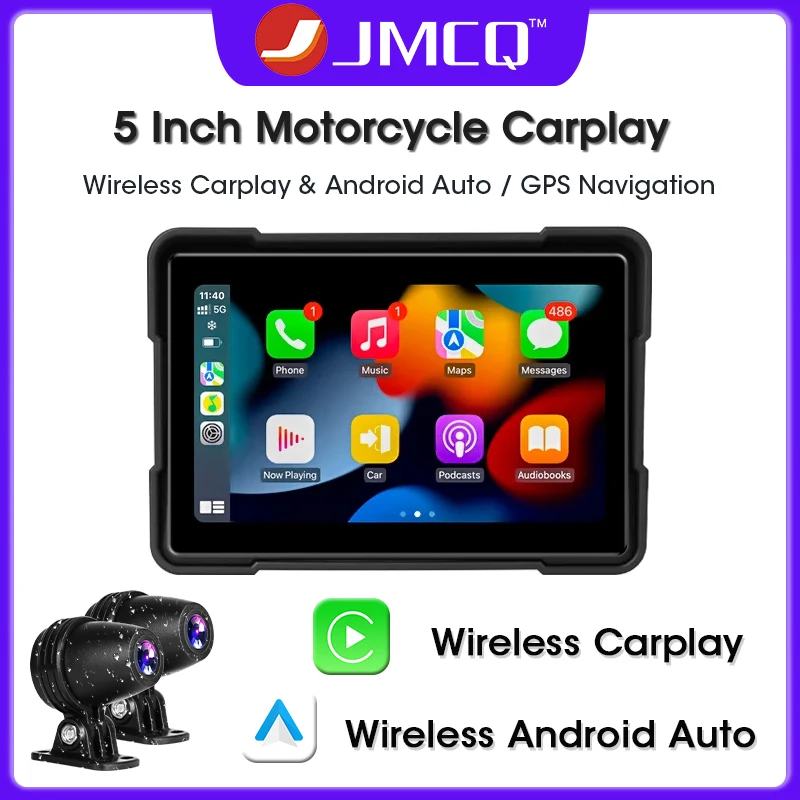 JMCQ 5-дюймовый мотоциклетный Carplay экран беспроводной и Android Auto IP67 телефон дисплея