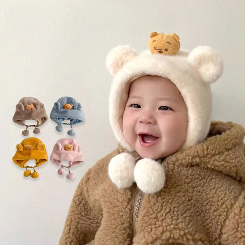 

MILANCEL Winter Baby Hat Infant Cute Cartoon Bear Thickening Warm Hat