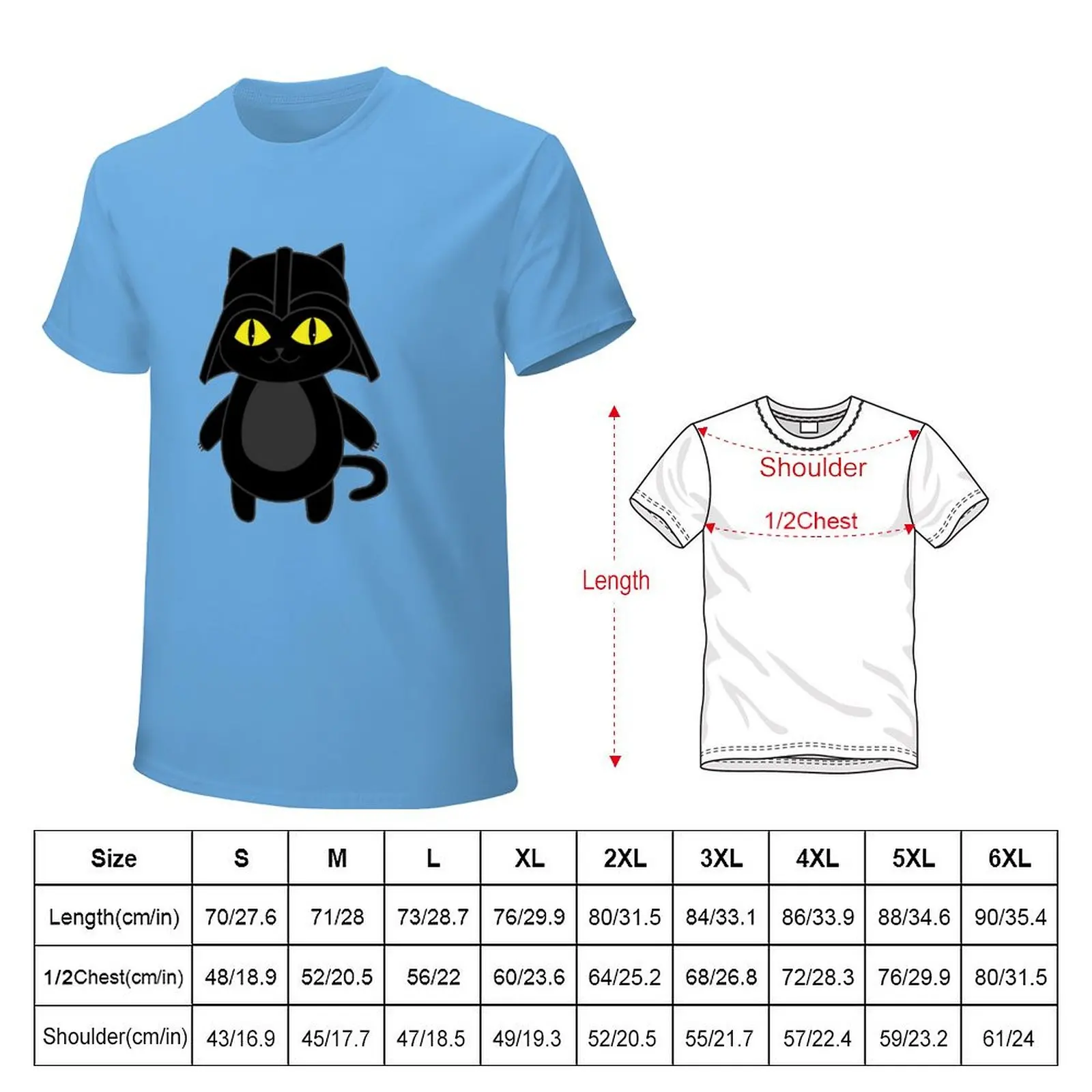 DARK VADOR CHIBI CAT! Футболка мужская быстросохнущая Однотонная рубашка летняя одежда