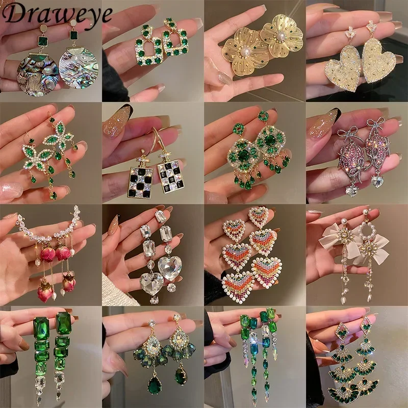 Женские серьги-цветы с кристаллами, в Корейском стиле | AliExpress