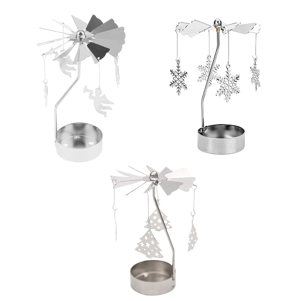 

Holder Christmas Rotating Tealight Candlestick Carousel Holdersmetal Rotary Stand Table Desktop Candlestickstea Light Holiday