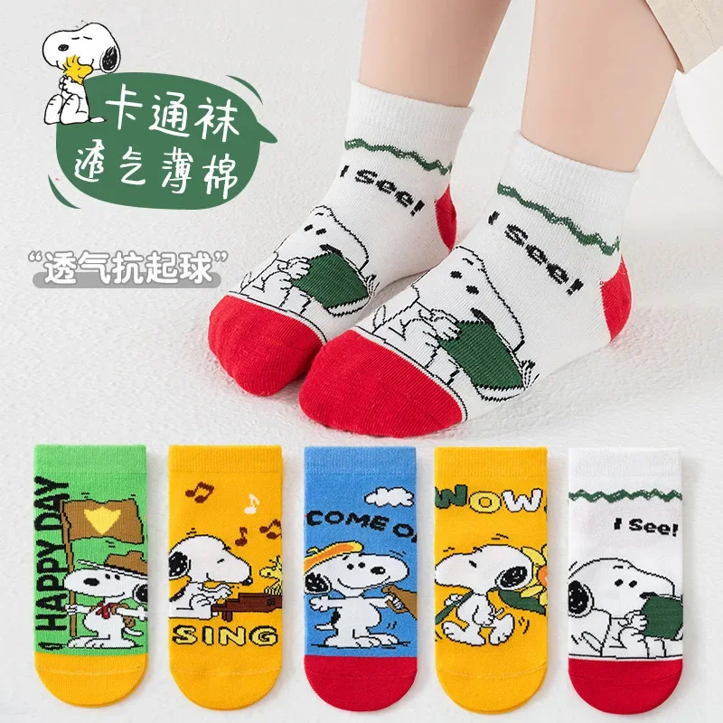 5 пар детских хлопковых носков Snoopys милые короткие носки Woodstock для девочек и