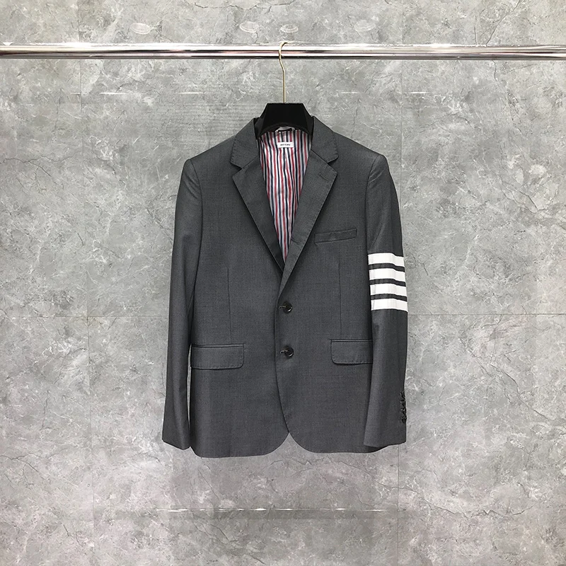 

THOM TB Male Suit Spring Autunm Man Jacket Fashion Brand Blazer White 4-bar Jersey Coat Custom Wholesale TB Formal Gray TB Suit