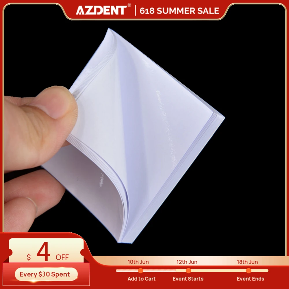 2x2‘’ 50 Sheets AZDENT Dental Mixing Pad Thickening White Cementing Paper Laboratory Cement Powder Mixing Paper Consumables