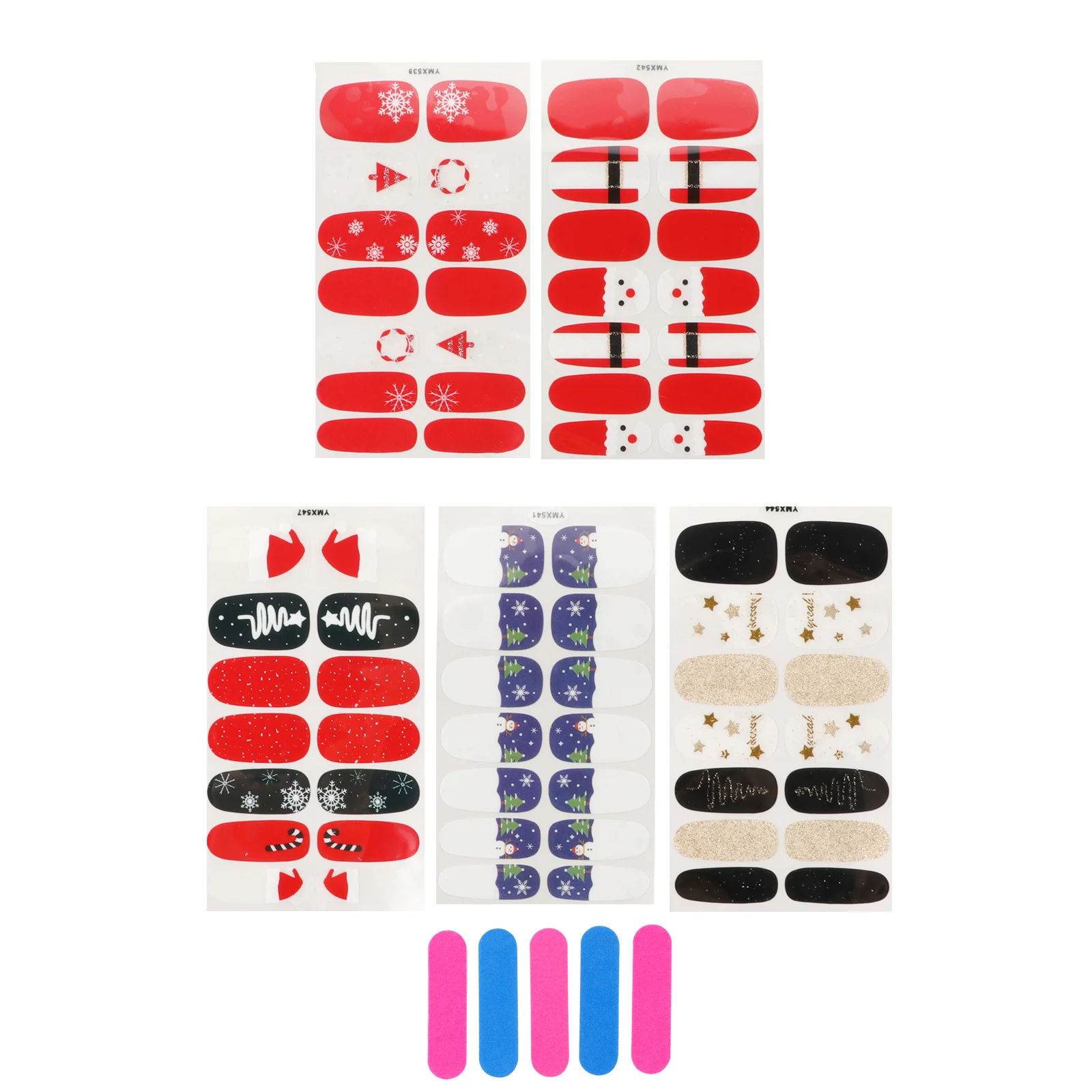 

5pcs Christmas Manicure Transfer Sticker Christmas Nail Tips Decals DIY Decals