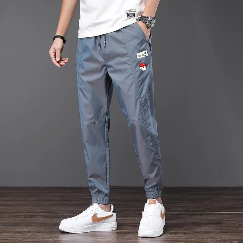 

2023 Men's Fashion Loose Leggings with Ice Silk Thin Crop Pants Summer Casual Pants