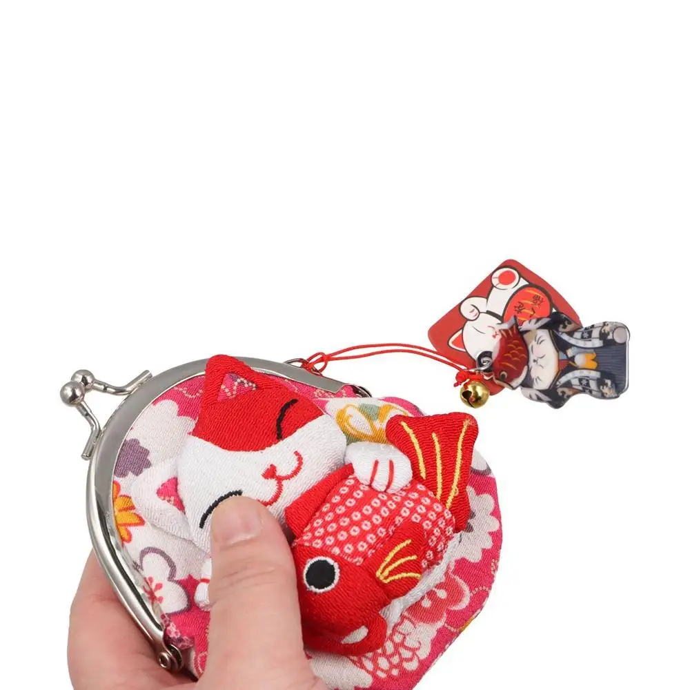 Простой японский стиль Maneki Neko кошелек для монет кукла с цветочным принтом Lucky Cat