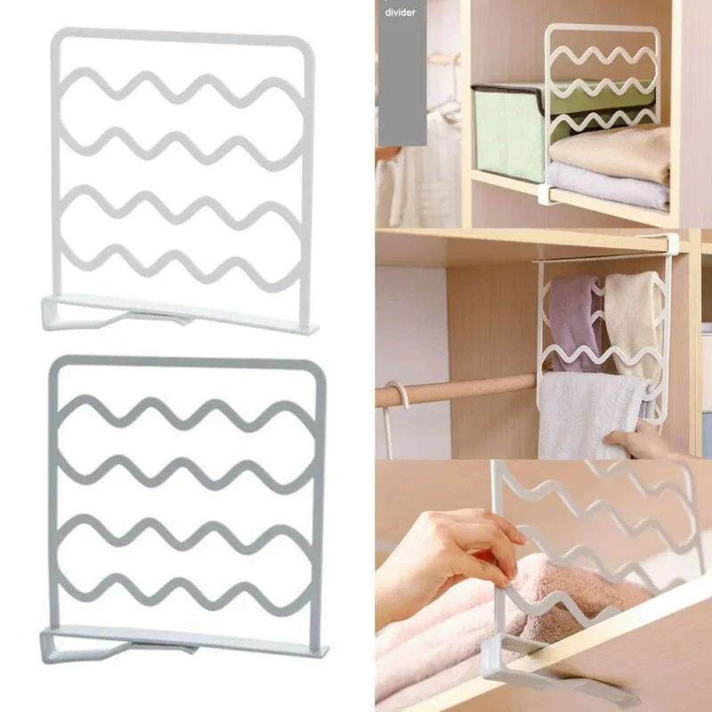 

1PCS Wardrobe Separation Board Book Clothes Organizer Shelf Cabinet Tower Hanger Rack Closet Divider Stand Kitchen Accessories