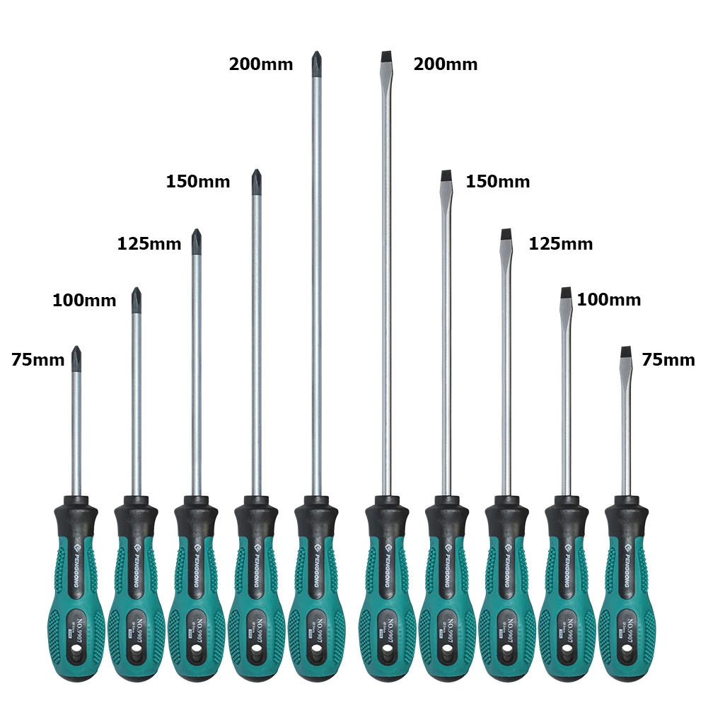 

10pcs 75-200mm Multi-function PP Handle Security Insulated Screwdrivers Electrician Screw Driver Maintenance Repairing Hand Tool