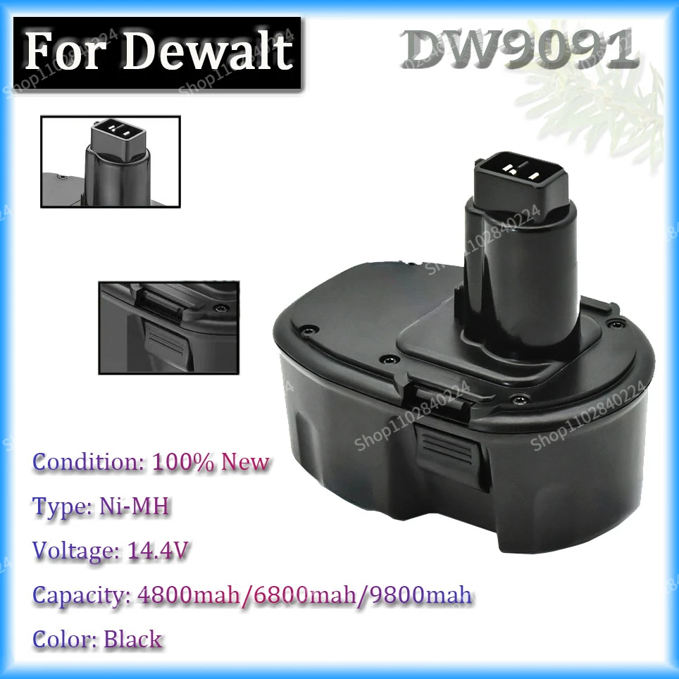 

Newly DC9091 for Dewalt 14.4V 4800mAH XRP DC9094 DW9091 DE9091 DE9092 Culhye replacement battery of cordless electric tools
