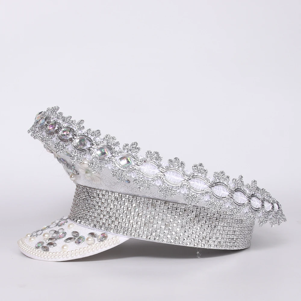 Роскошная женская шапка Стразы невесты в стиле милитари свадебная для курицы