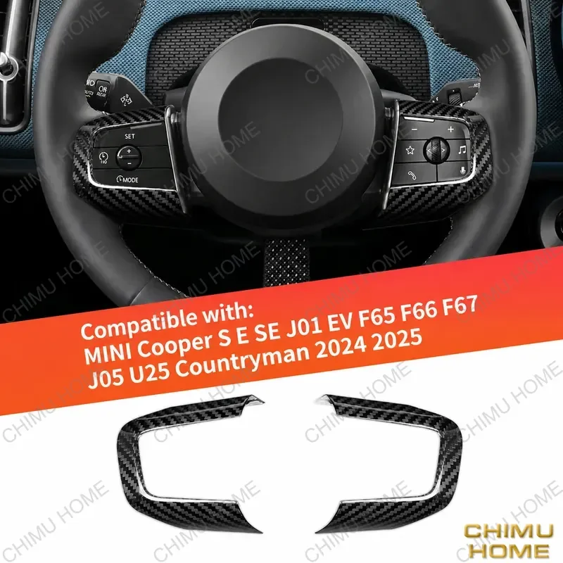 Фото 【CHIMU HOME】 Накладка на рамку кнопок рулевого колеса из настоящего карбона для Mini Cooper F54 F55 F56, элемент стайлинга интерьера №2