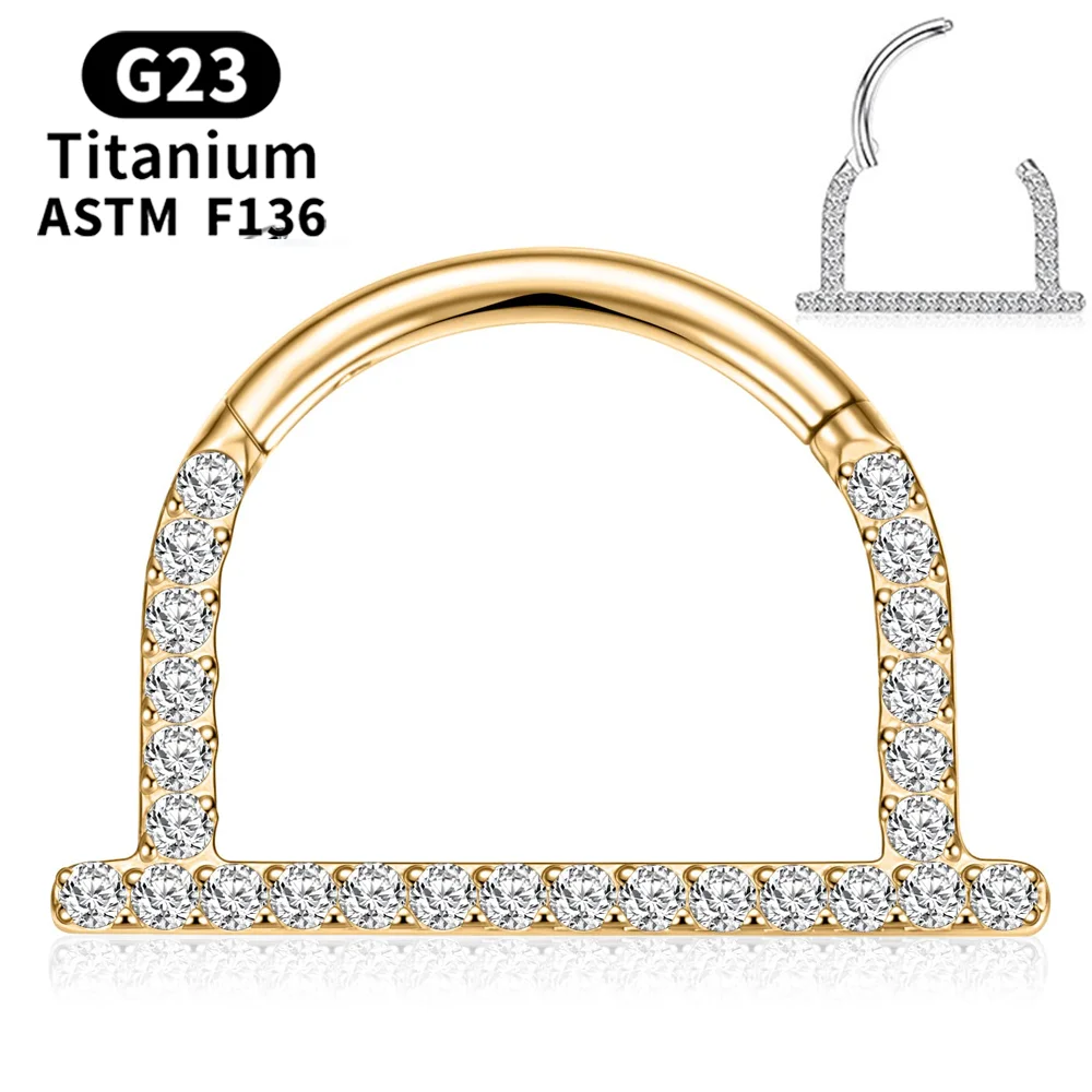 

G23 Titanium Piercing Septum Nose Rings CZ U-shaped Hoop 16G Daith Helix Tragus Clicker Cartilage Conch Earring Piercing Jewelry