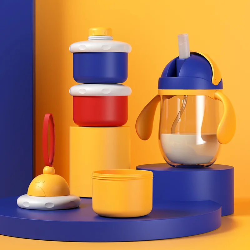 

1Pc Portable Three-Layer Infant Milk Powder Box Dispenser Cartoon Infant Essential Milk Powder Cereal Toddler Snack Container
