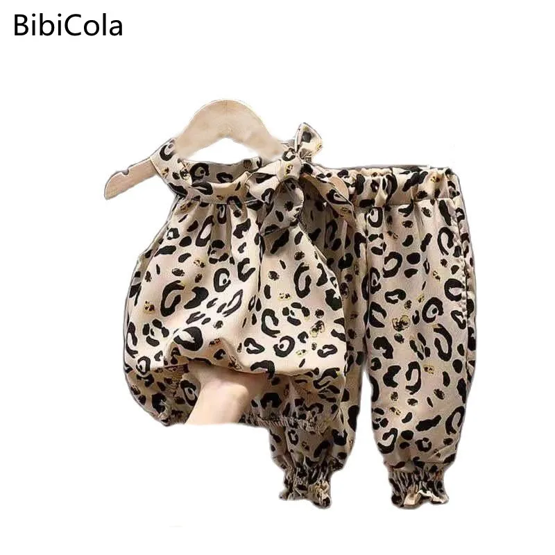 

Summer girl baby clothes outfit sets leopard print vest top + pants thin cool suit for girls baby clothing fashion design sets
