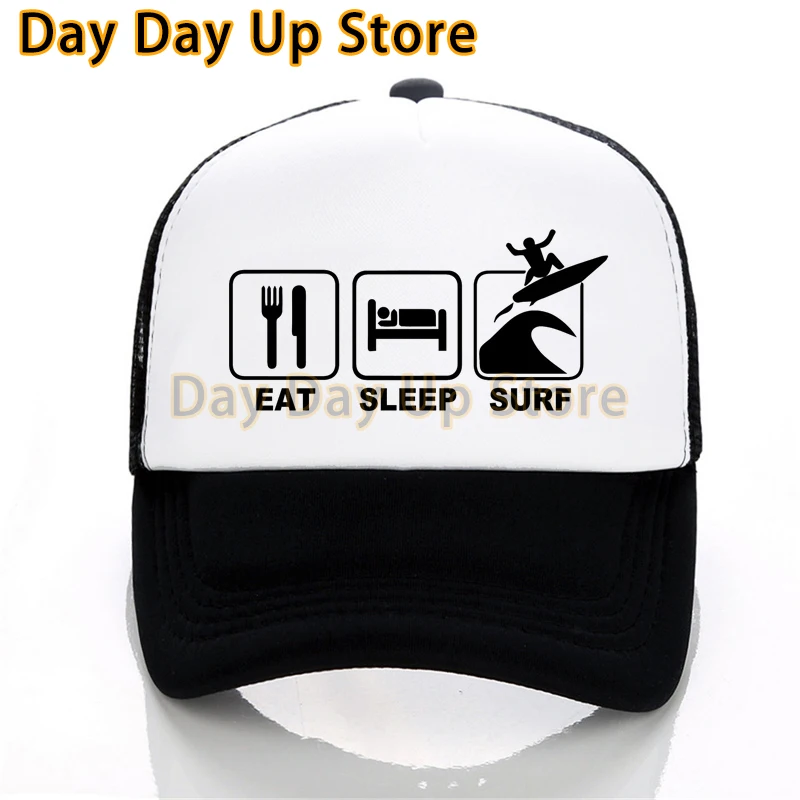 

Eat Sleep Surf outdoor motion hat summer Surf sun cap Men women Fashion Mesh trucker Hat