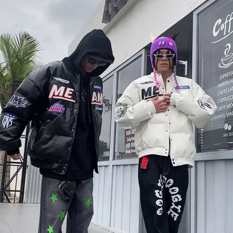 American Racing Jacket Thicke Padded Men Winter 2022 Streetwear Baseball Uniform Silk Wool Jacket Trend Winter Jacket Men Parkas