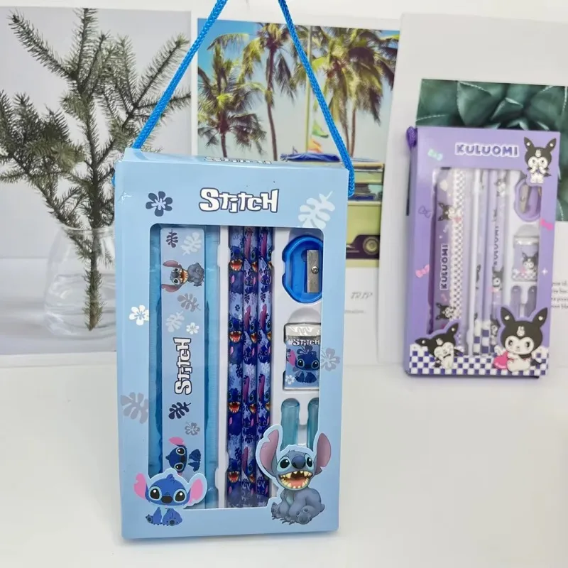 Оптовая продажа Kawaii Stitch канцелярский набор аксессуаров Disney карандаш ластик