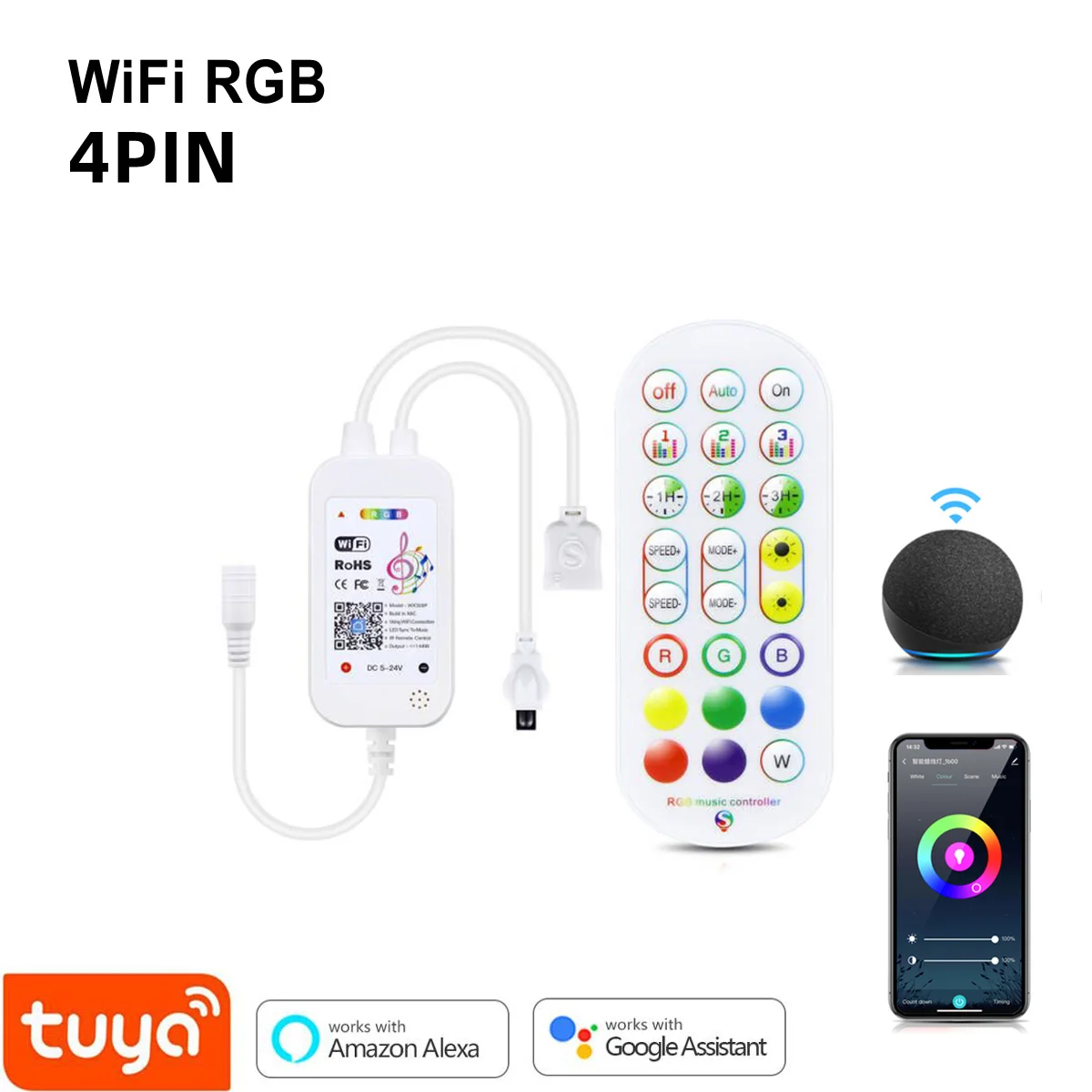 

AIMENGTE RGB/Одноцветный Wi-Fi контроллер для светодиодных лент