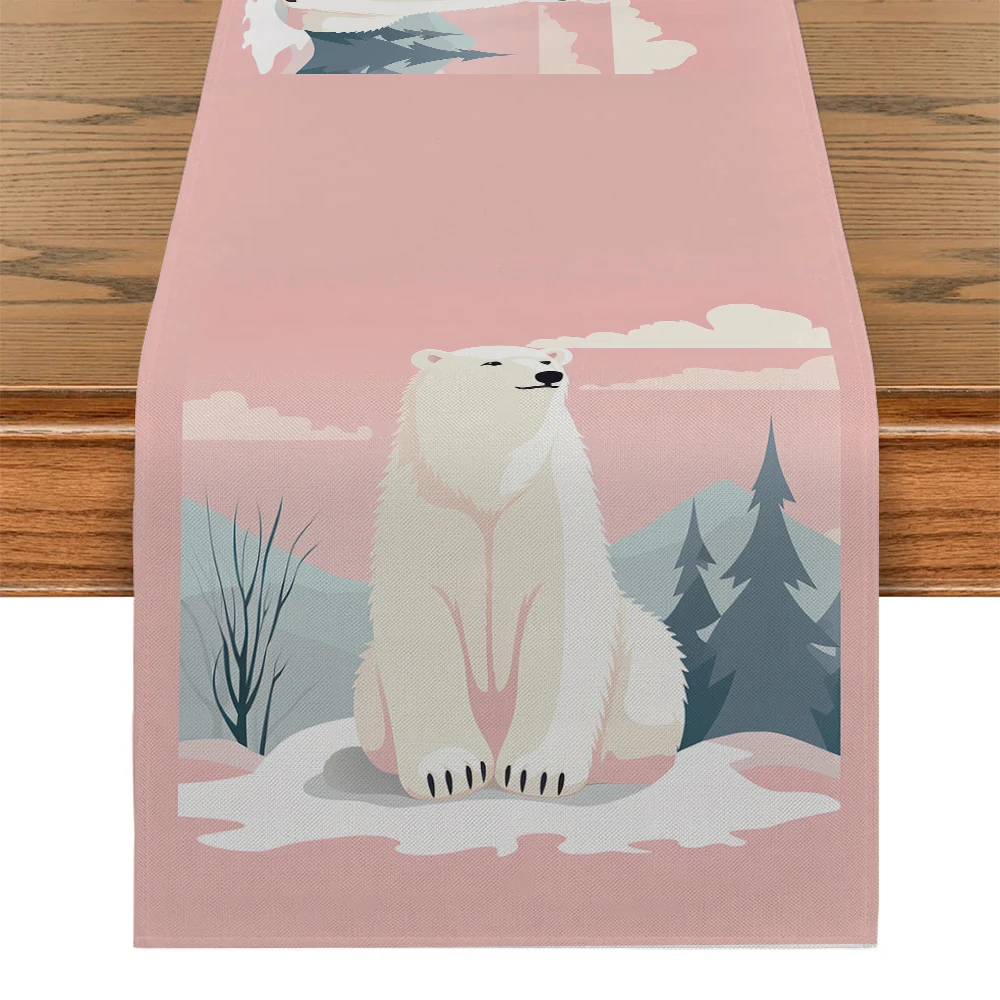 Животные Белый Медведь Облака Скатерть Кухня Обеденный Стол Украшение Для