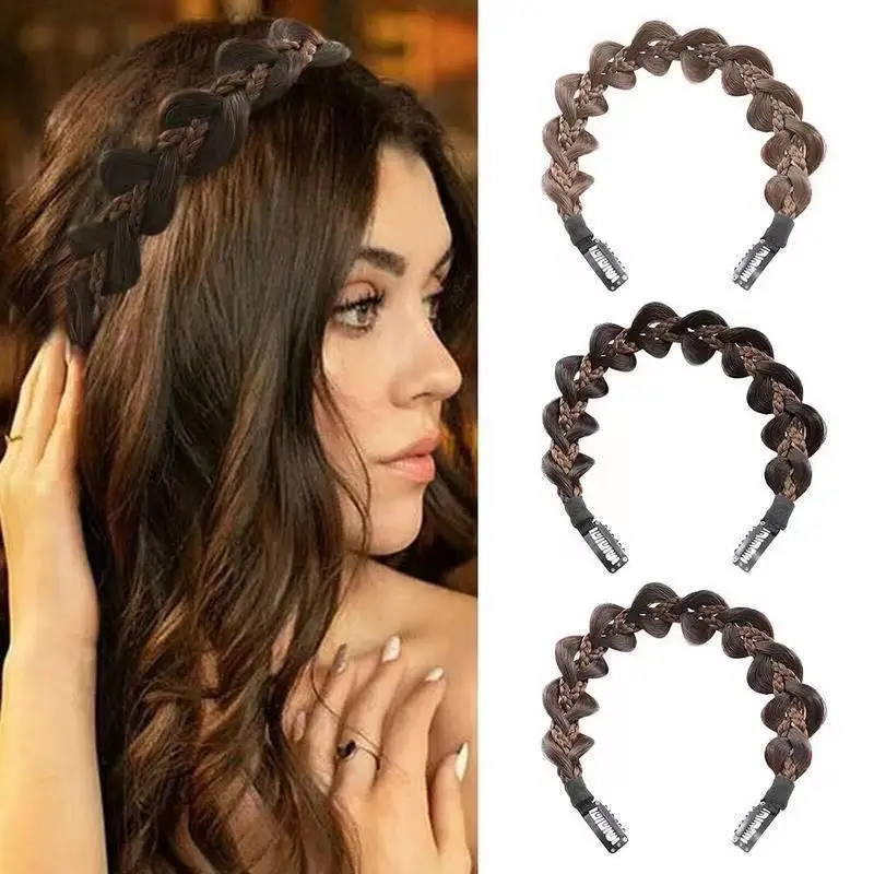 

NEW 1pc Wig Braided Hair Band Accessories Bohemia Braid Princess Elastic Twists Headband Women Girls Fashion Knotted Headdress