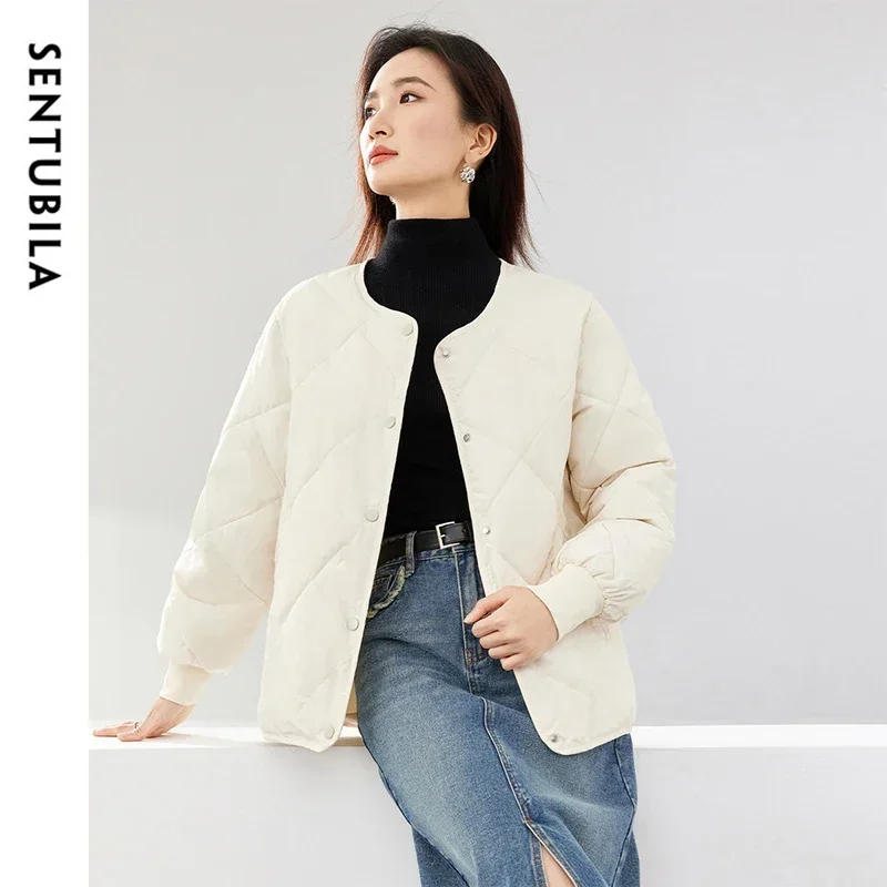 SENTUBILA простая свободная куртка-парка женская зимняя теплая куртка 2024 однотонное