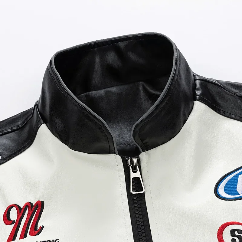 Уличный тренд 2028 XKK свободное кожаное пальто для мужчин красивая черная