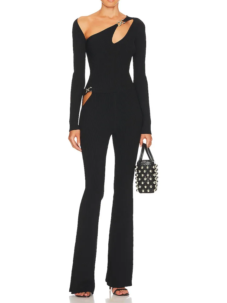 

2023 y2k Длинная летняя новая модная одежда с металлической пряжкой, декоративные сексуальные топы без бретелек с длинными рукавами и косым плечом