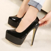 2022 spring and autumn new fashion plus size womens shoes 15cm high heels waterproof platform 5cm shallow mouth womens shoes