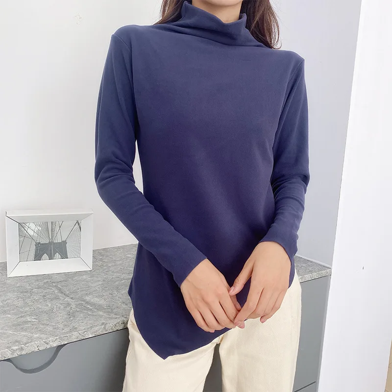 

2021 NEW FASHION WOMEN Slim-fit T-shirt base high-neck blouse warm shirt