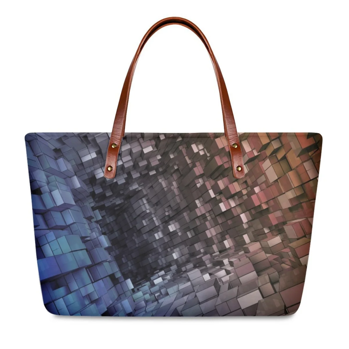 

Сумка женская многоразовая с геометрическим принтом, саквояж на плечо большой вместимости, шоппер с индивидуальным рисунком