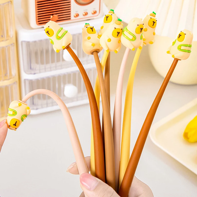 Креативная ручка capyбара кавайные мягкие гелевые ручки милые канцелярские