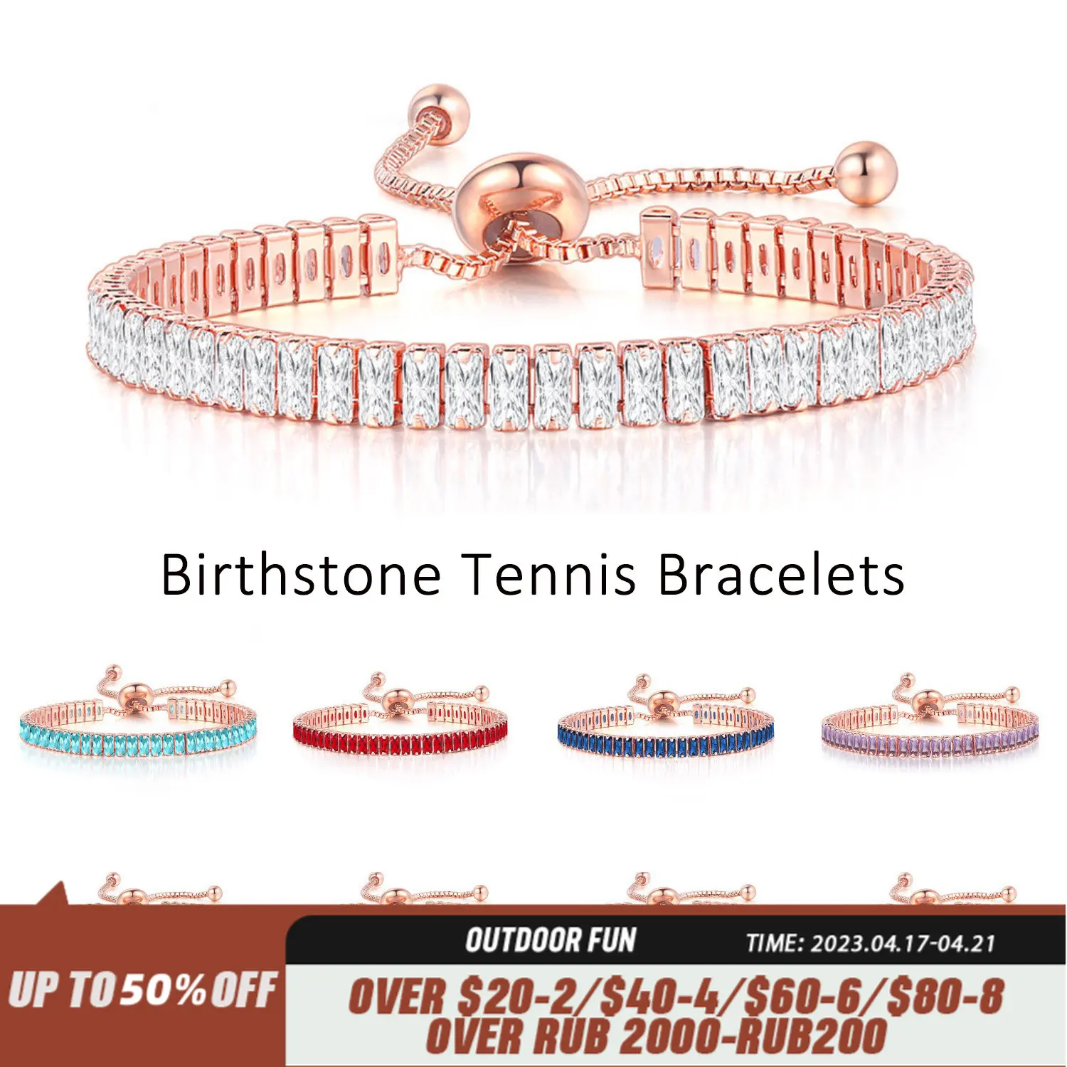 

Adjustable Birthstone Tennis Bracelet for Women Girl Shiny 2.5*5mm Zircon Crystal Chains on Hand Trend Jewelry Accessories Gift