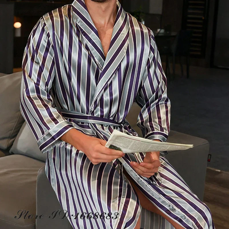 Новый мужской халат с карманом весна-лето мужская одежда для сна кимоно