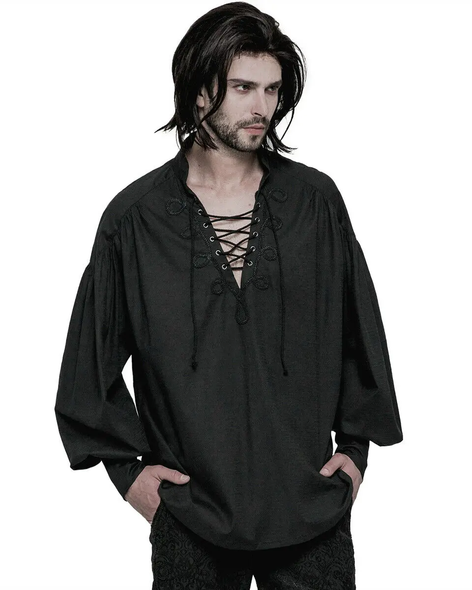 Мужская рубашка в стиле Панк Rave черный готический поэт стимпанк средневековая со