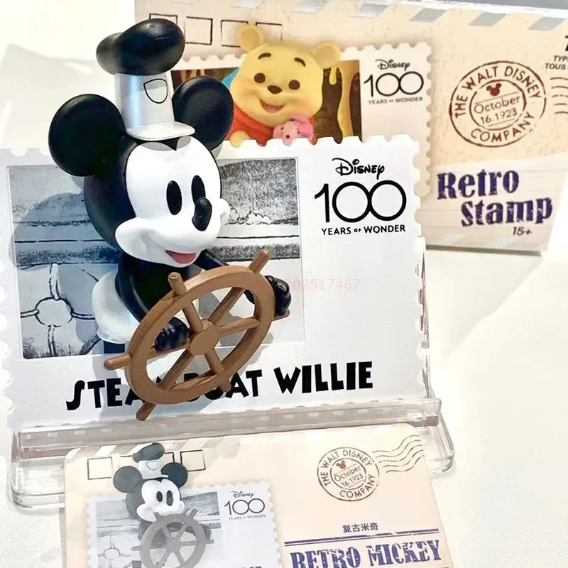 

Disney Blind Box 100th Anniversary Retro Stamp Mysterious Surprise Box Figure Mickey Mouse Stitch Winnie The Pooh Doll Christmas