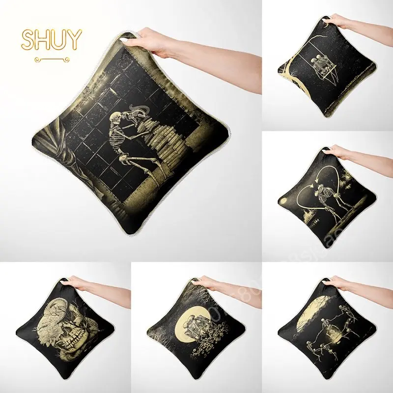 

Simple Skull Pillowcase Custom Polyester Cushion Cover Sofa Car Chair Seat Throw Pillows Living Room Pillow Case Home Decoration