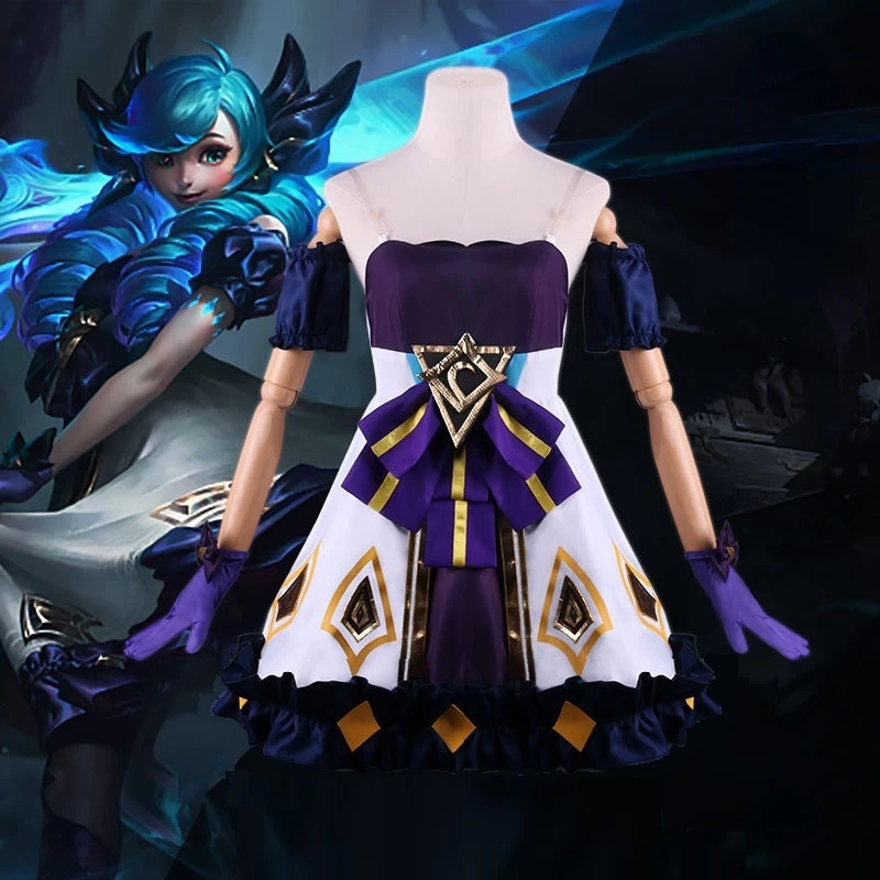 

Game LOL Cosplay League of Legends Gwen Seamstress Battle Lolita Dress Women Glove Stocking Full Set Sexy Costume Halloween