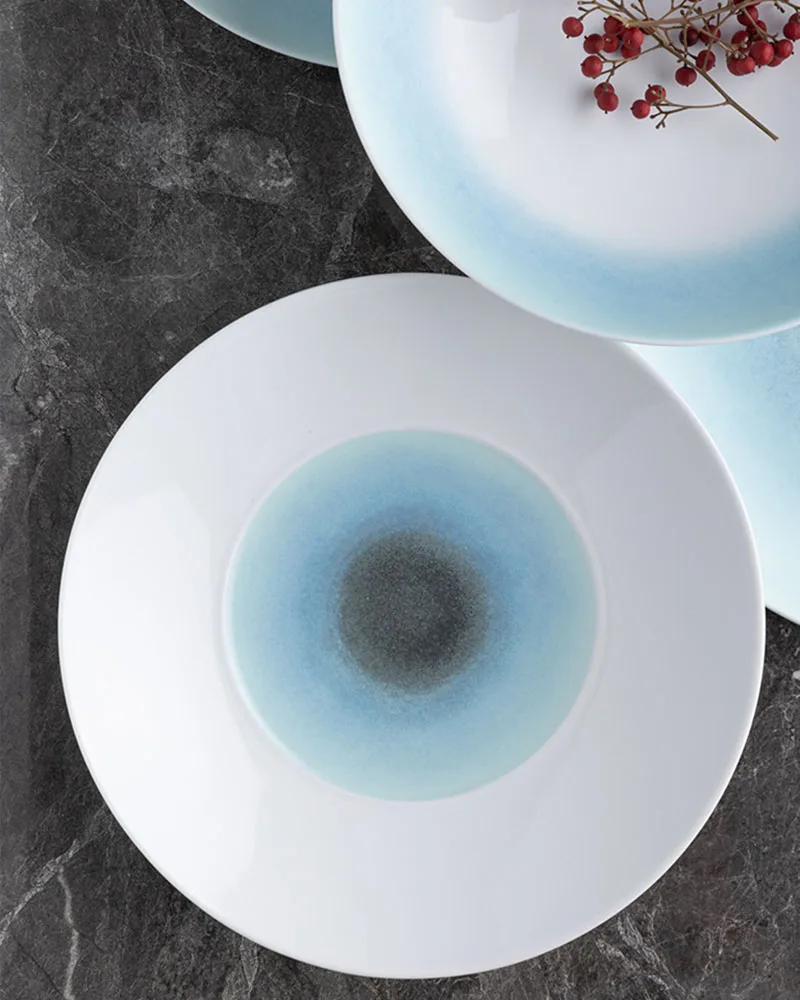 

Blue Ins Steak Creative Dinner Flat Art Plate Ceramic Platter Western Simple Food Dishes Heat Resistant Home Nordic Tableware