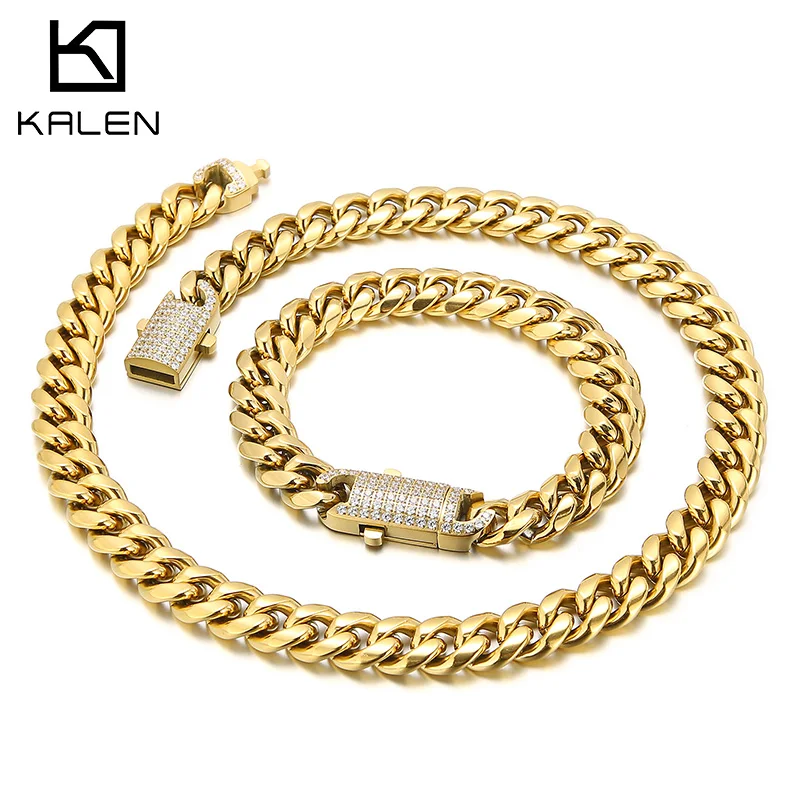 

Комплект ювелирных изделий из кубинской панцирной цепи, 12 мм