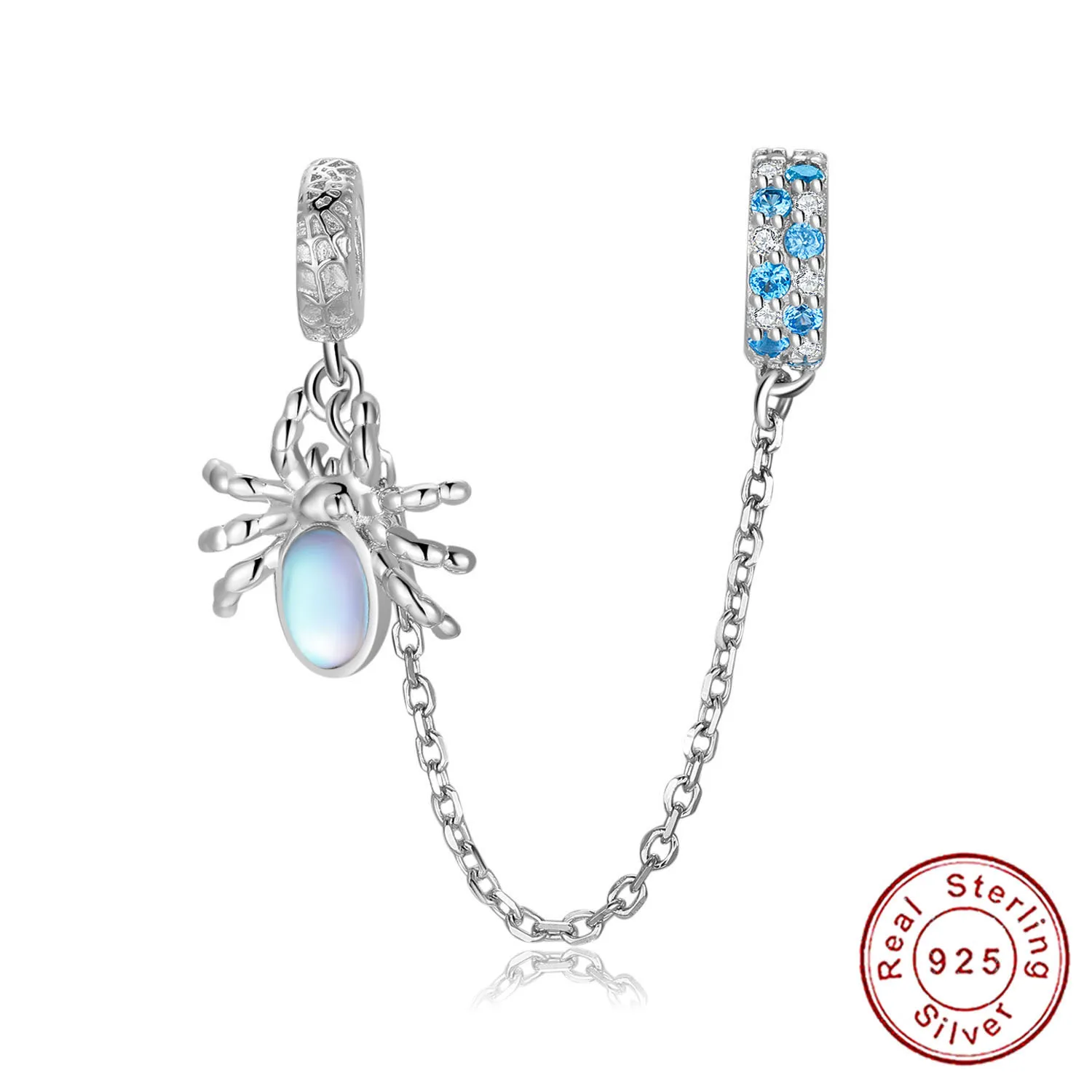 

JIALY European S925 Sterling Silver DIY Charm Bead Spider Safety CZ Chain Halloween Fit Original PD Bracelet For Women Gift