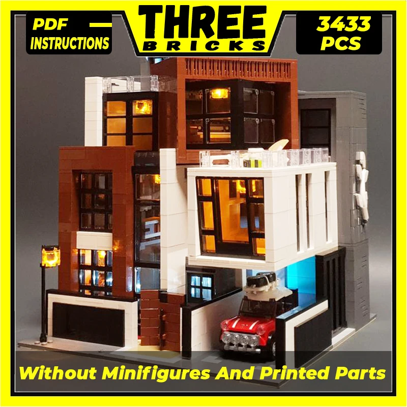 

Moc Building Blocks Modular Street View Luxury Villa Technical Bricks DIY Assembly Construction Toys For Childr Holiday Gifts