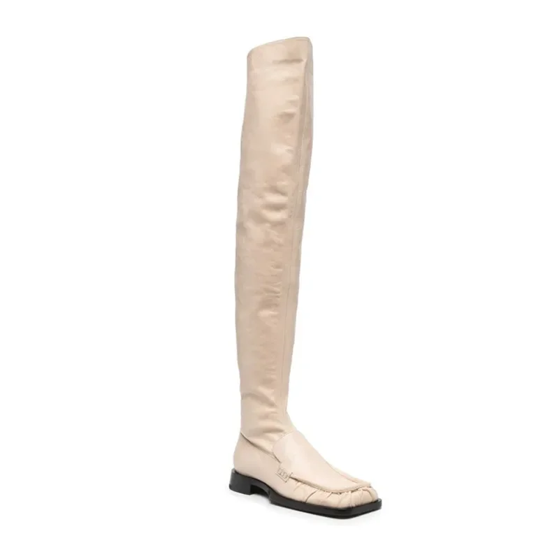 Брендовый дизайн модные ботинки для подиума кожаные сапоги до колена в стиле